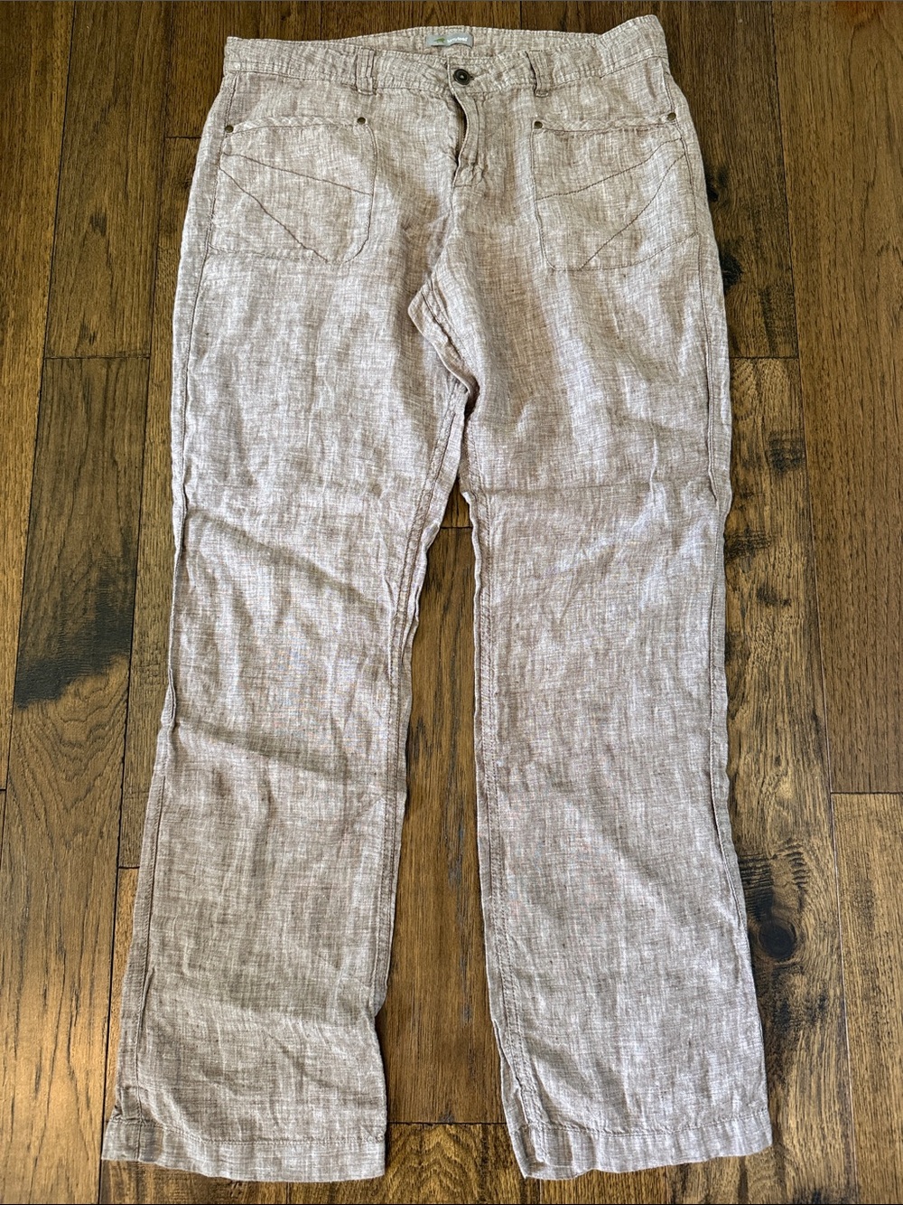 Horny Toad Women's Straight Leg Linen Blend Pants in Light Brown